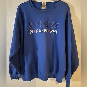 Blue Gildan Illinois Pi Kappa Phi Fraternity Crewneck Sweatshirt Size XL